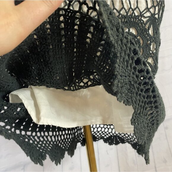 ⭐ 3/$15 Vintage Y2K Moda International XS Cotton Black Crochet Boho Midi Dress - Picture 5 of 10